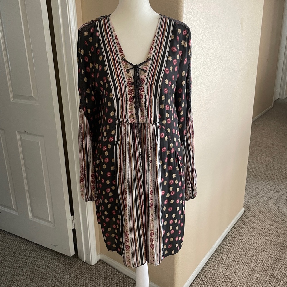 Free People Boho Rain or Shine lace up dress